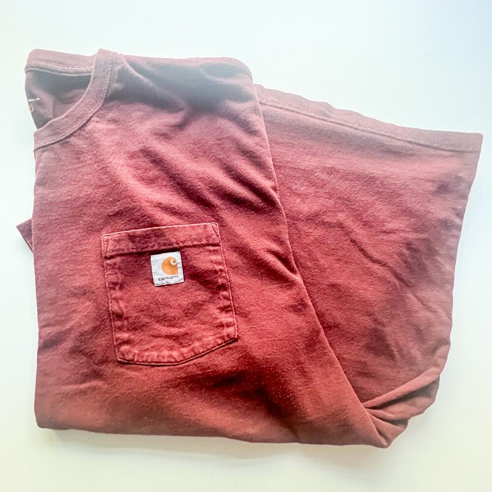 Carhartt T-Shirt M 4XL Short Sleeve Crewneck Original Fit Pocket Dark Maroon